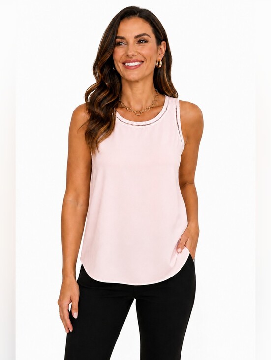 J. Crew Tops - J. Crew Cream Pink Tank Top Eyelit Design Women's Size 2P Business Casual Office